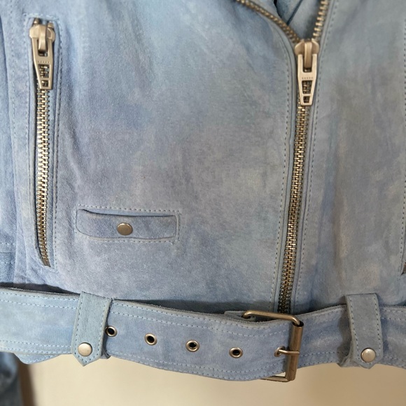 BlankNYC Genuine Suede Moto Jacket - Size Medium - Light Blue - Picture 10 of 17